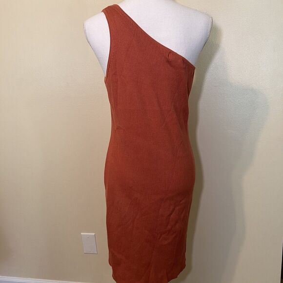 House of Harlow 1960 One-Shoulder Ribbed Bodycon Dress Orange Size M - Picture 4 of 10